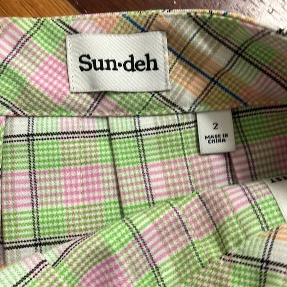 Sunday best Olive Mini Pleated Skirt in lime/fuchsia plaid - size 2 - Picture 10 of 11